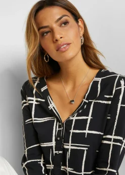 bonprix bonprix Camiseta larga Negro-blanco Online