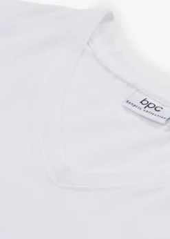 bonprix bonprix Camiseta larga con escote en V (2 unidades) Negro+blanco Clearance