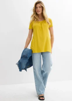 bonprix bonprix Camiseta larga con viscosa curry limón Hot