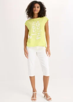 bonprix bonprix Camiseta larga de algodón orgánico puro Amarillo cítrico Clearance
