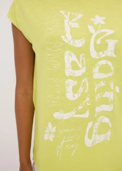 bonprix bonprix Camiseta larga de algodón orgánico puro Amarillo cítrico Clearance