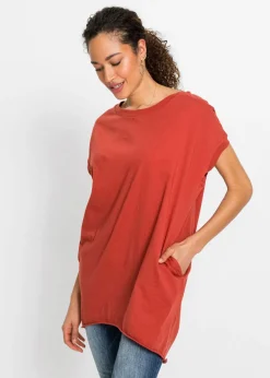 bonprix bonprix Camiseta larga de algodón puro rojo carmín Online