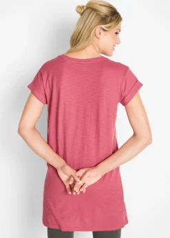 bonprix bonprix Camiseta larga de algodón puro Frambuesa ahumado
