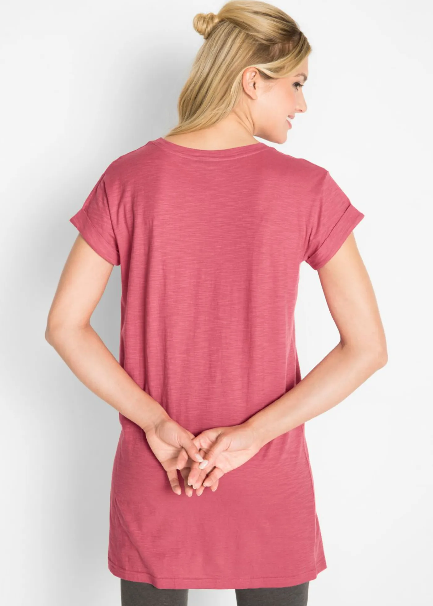 bonprix bonprix Camiseta larga de algodón puro Frambuesa ahumado