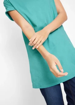bonprix bonprix Camiseta larga de algodón puro Esmeralda Outlet