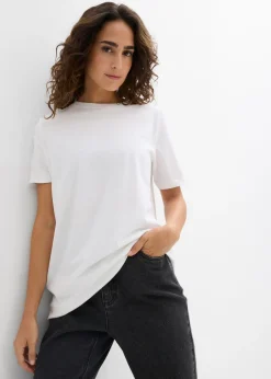 bonprix bonprix Camiseta larga de algodón orgánico puro (2 unidades) Negro-blanco Sale
