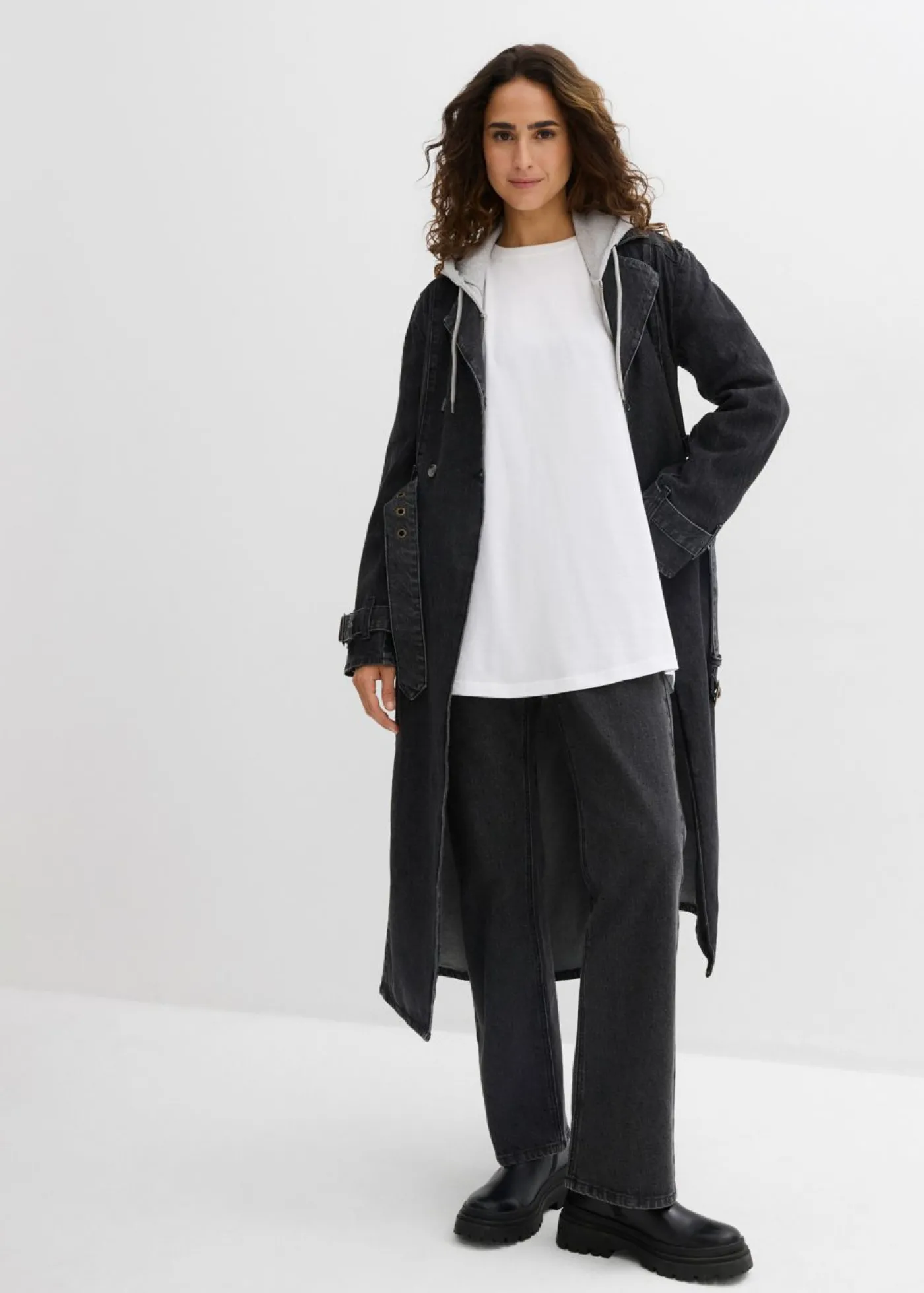 bonprix bonprix Camiseta larga de algodón orgánico puro (2 unidades) Negro-blanco Sale