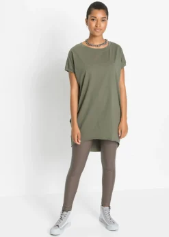 bonprix bonprix Camiseta larga de algodón puro Verde oliva Clearance