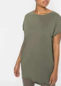 bonprix bonprix Camiseta larga de algodón puro Verde oliva Clearance
