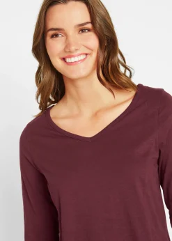 bonprix bonprix Camiseta larga de algodón puro rojo avellana Clearance