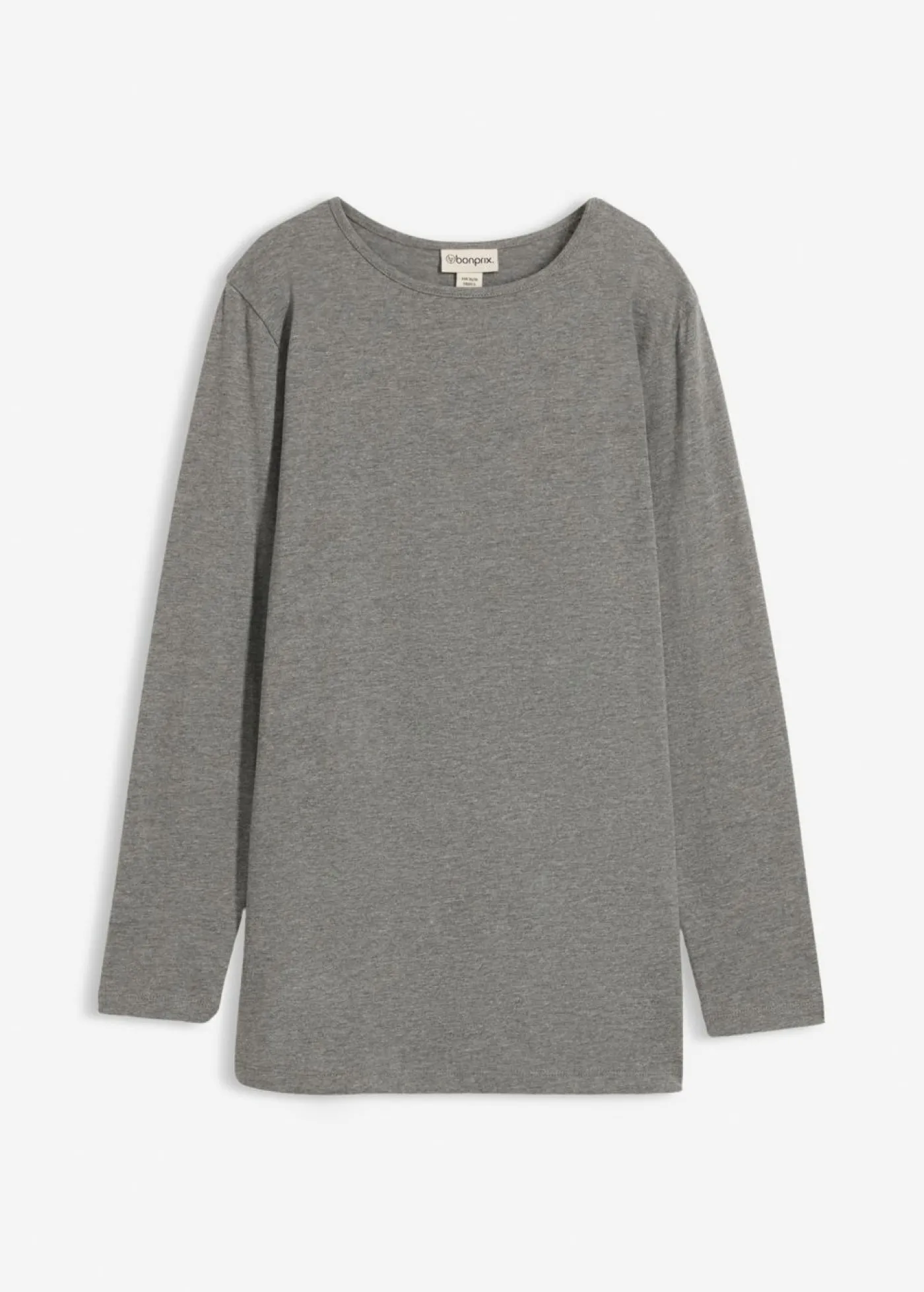 bonprix bonprix Camiseta larga de algodón orgánico puro Gris jaspeado Discount