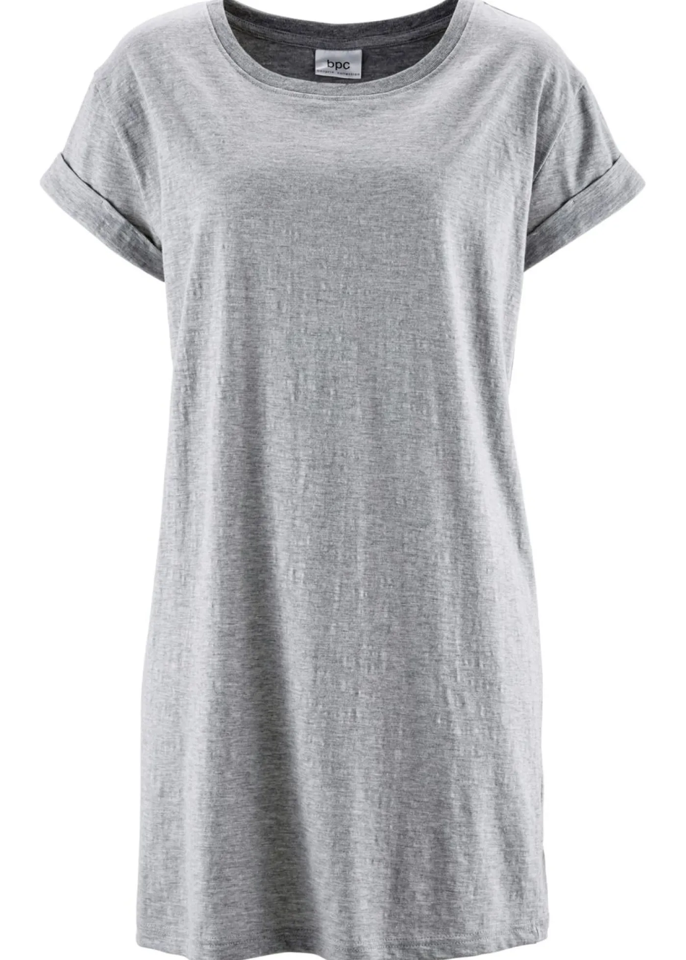 bonprix bonprix Camiseta larga de algodón puro Gris claro jaspeado Sale