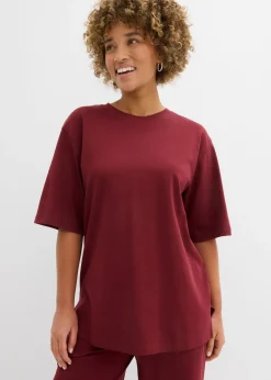 bonprix bonprix Camiseta larga de interlock Rojo rubí Sale