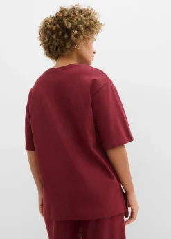 bonprix bonprix Camiseta larga de interlock Rojo rubí Sale