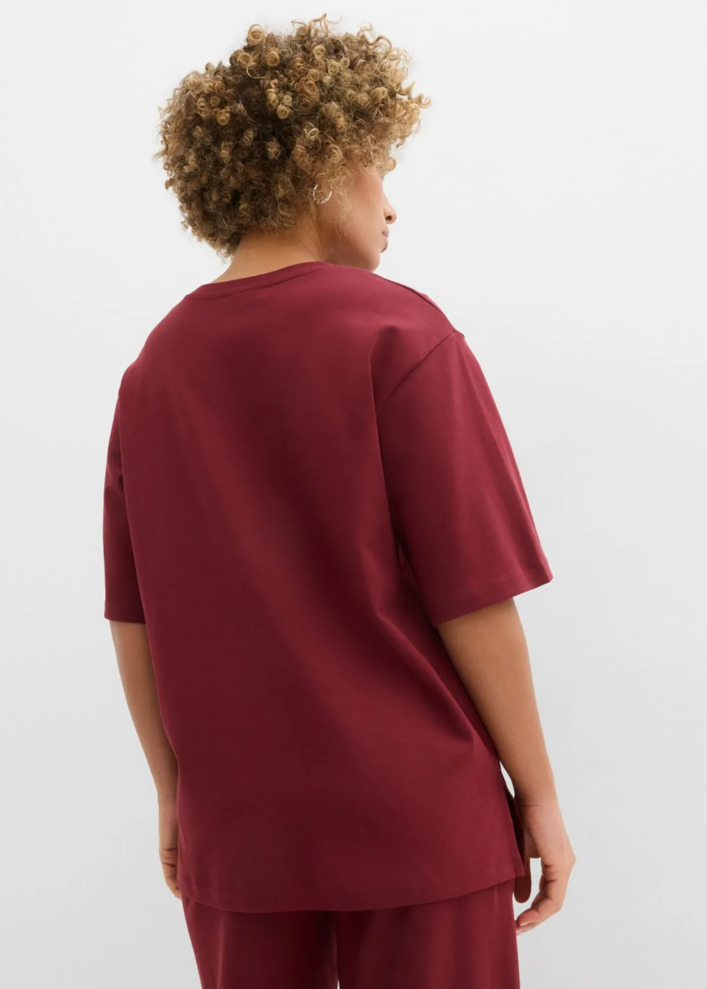 bonprix bonprix Camiseta larga de interlock Rojo rubí Sale