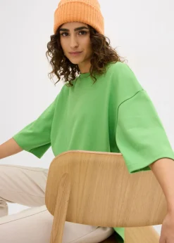 bonprix bonprix Camiseta larga de interlock Verde trébol Hot