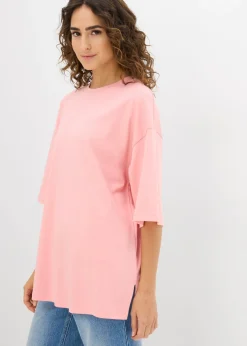 bonprix bonprix Camiseta larga de interlock rosa pálido Discount
