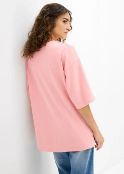 bonprix bonprix Camiseta larga de interlock rosa pálido Discount
