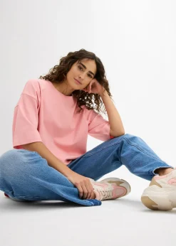 bonprix bonprix Camiseta larga de interlock rosa pálido Discount