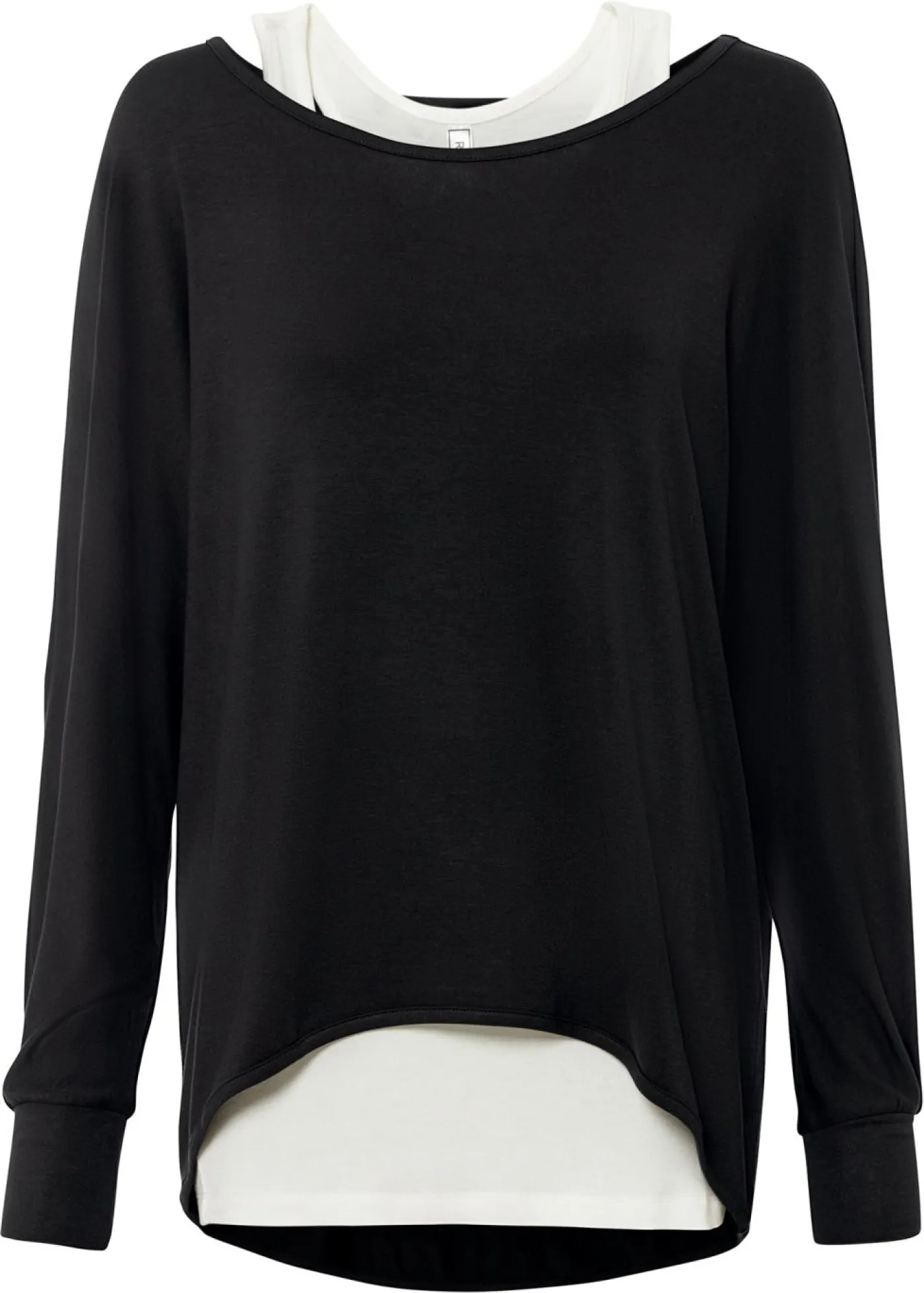 bonprix bonprix Camiseta larga de mezcla de viscosa Negro-blanco lana Online
