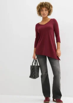 bonprix bonprix Camiseta larga de mezcla de viscosa y algodón rojo avellana Best