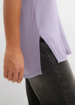 bonprix bonprix Camiseta larga de mezcla de viscosa sostenible violeta ahumado Sale