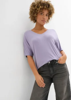 bonprix bonprix Camiseta larga de mezcla de viscosa sostenible violeta ahumado Sale