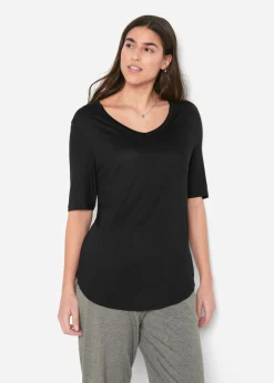 bonprix bonprix Camiseta larga de viscosa suave (2 unidades) Negro+blanco Hot