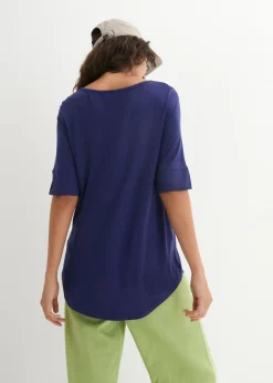 bonprix bonprix Camiseta larga de viscosa suave azul medianoche. Best