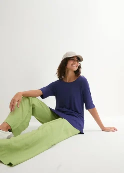 bonprix bonprix Camiseta larga de viscosa suave azul medianoche. Best