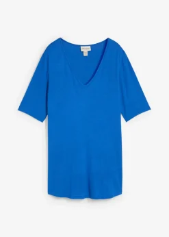 bonprix bonprix Camiseta larga de viscosa suave Azul ártico Best
