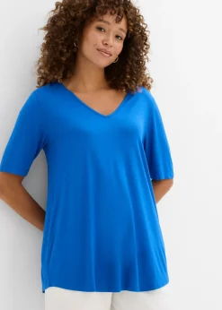 bonprix bonprix Camiseta larga de viscosa suave Azul ártico Best