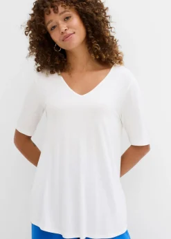 bonprix bonprix Camiseta larga de viscosa suave Blanco lana Outlet