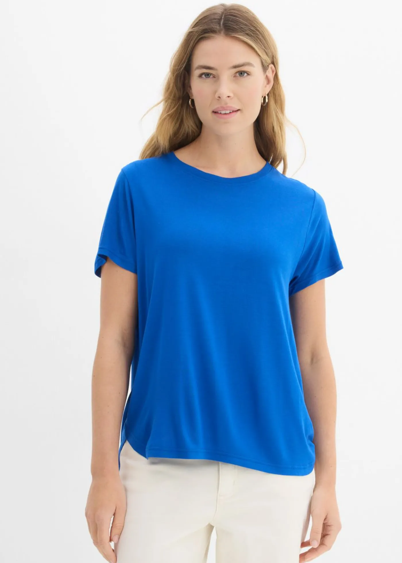 bonprix bonprix Camiseta larga de viscosa suave Azul ártico Clearance