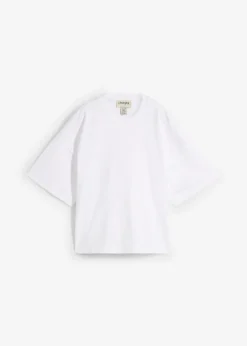bonprix bonprix Camiseta oversize, corta, de algodón orgánico puro y pesado Blanco Best