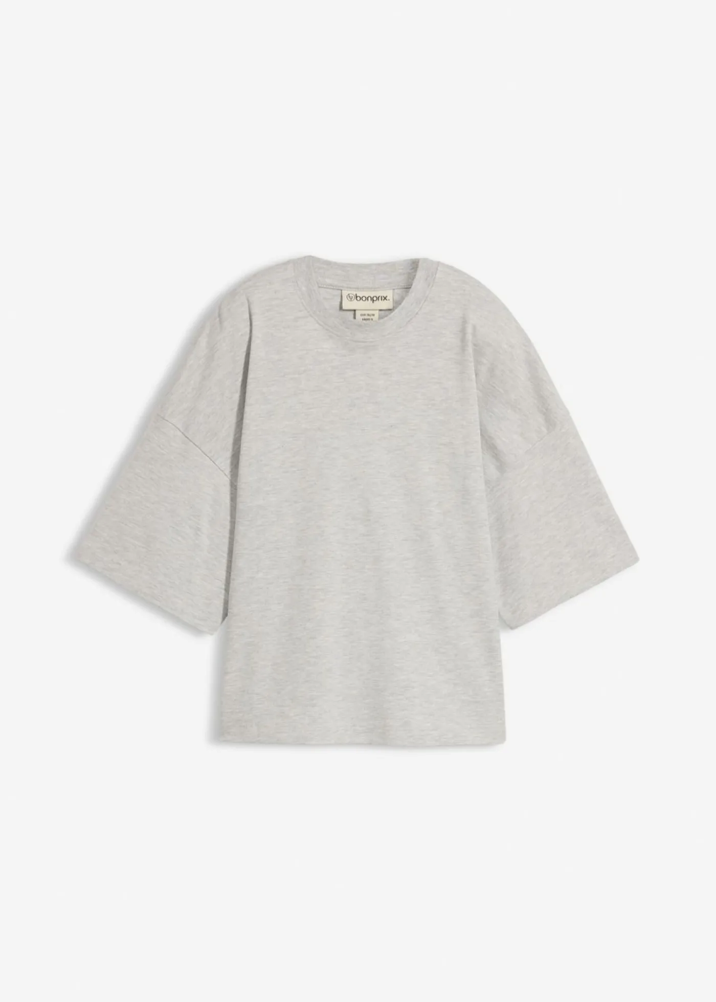 bonprix bonprix Camiseta oversize, corta, de algodón orgánico puro y pesado Gris claro jaspeado Discount