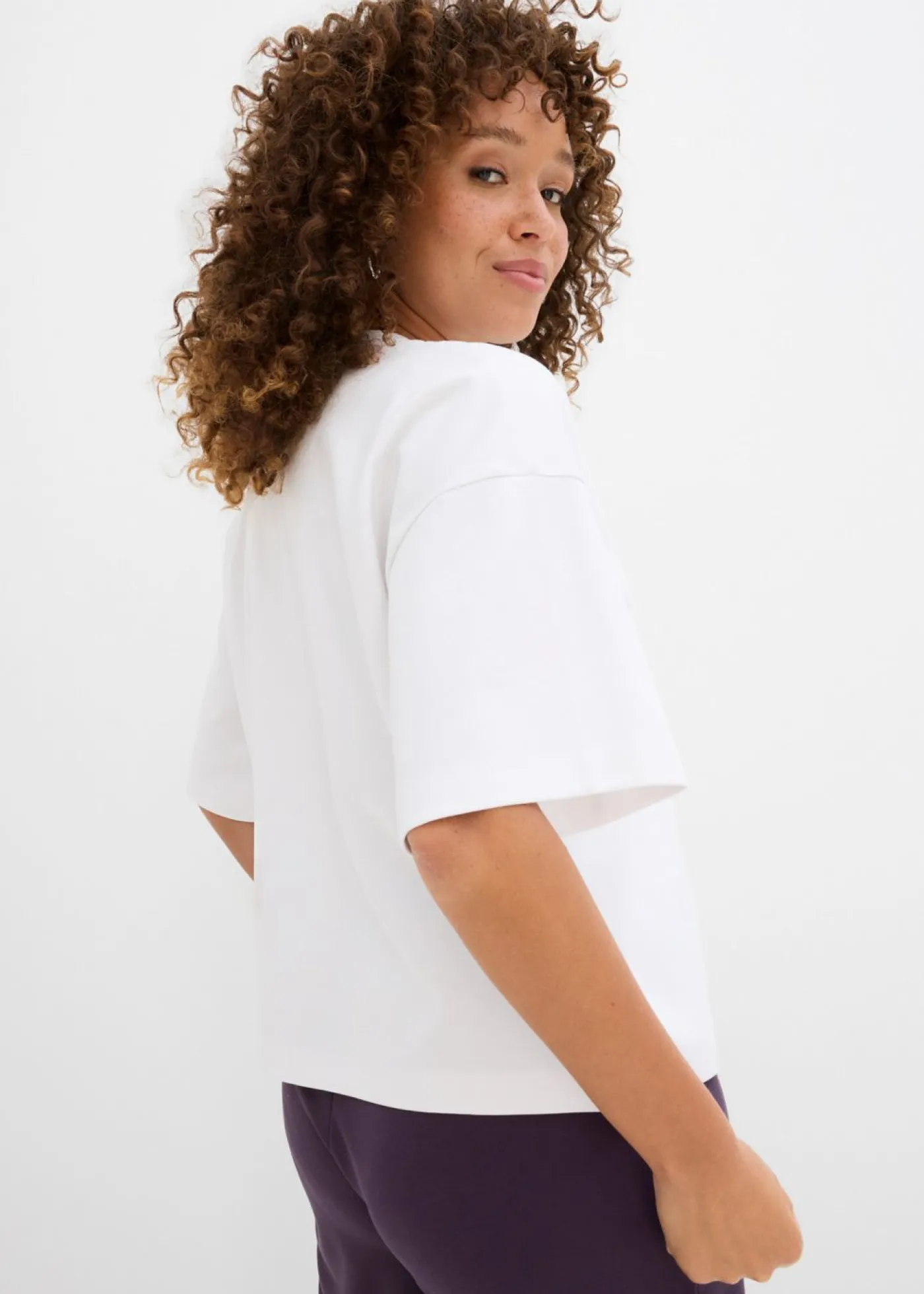 bonprix bonprix Camiseta oversize, corta, de algodón orgánico puro y pesado Gris claro jaspeado Discount