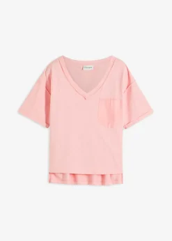 bonprix bonprix Camiseta oversize de algodón puro rosa pálido Discount