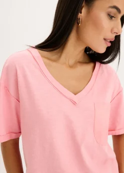 bonprix bonprix Camiseta oversize de algodón puro rosa pálido Discount