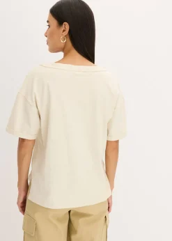 bonprix bonprix Camiseta oversize de algodón puro Crudo Clearance
