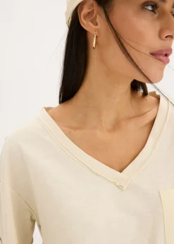 bonprix bonprix Camiseta oversize de algodón puro Crudo Clearance