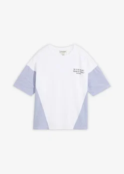bonprix bonprix Camiseta oversize de mezcla de algodón blanco-azul marino Clearance