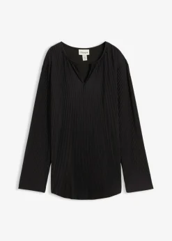 bonprix bonprix Camiseta plisada Negro Discount