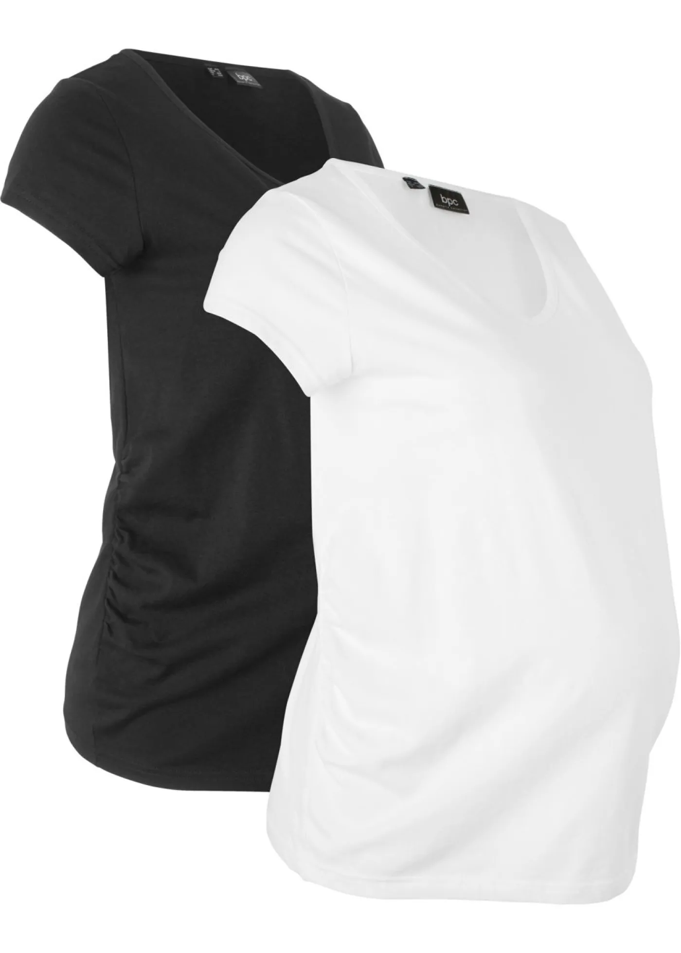 bonprix bonprix Camiseta premamá básica de algodón orgánico (2 unidades) Negro-blanco Outlet