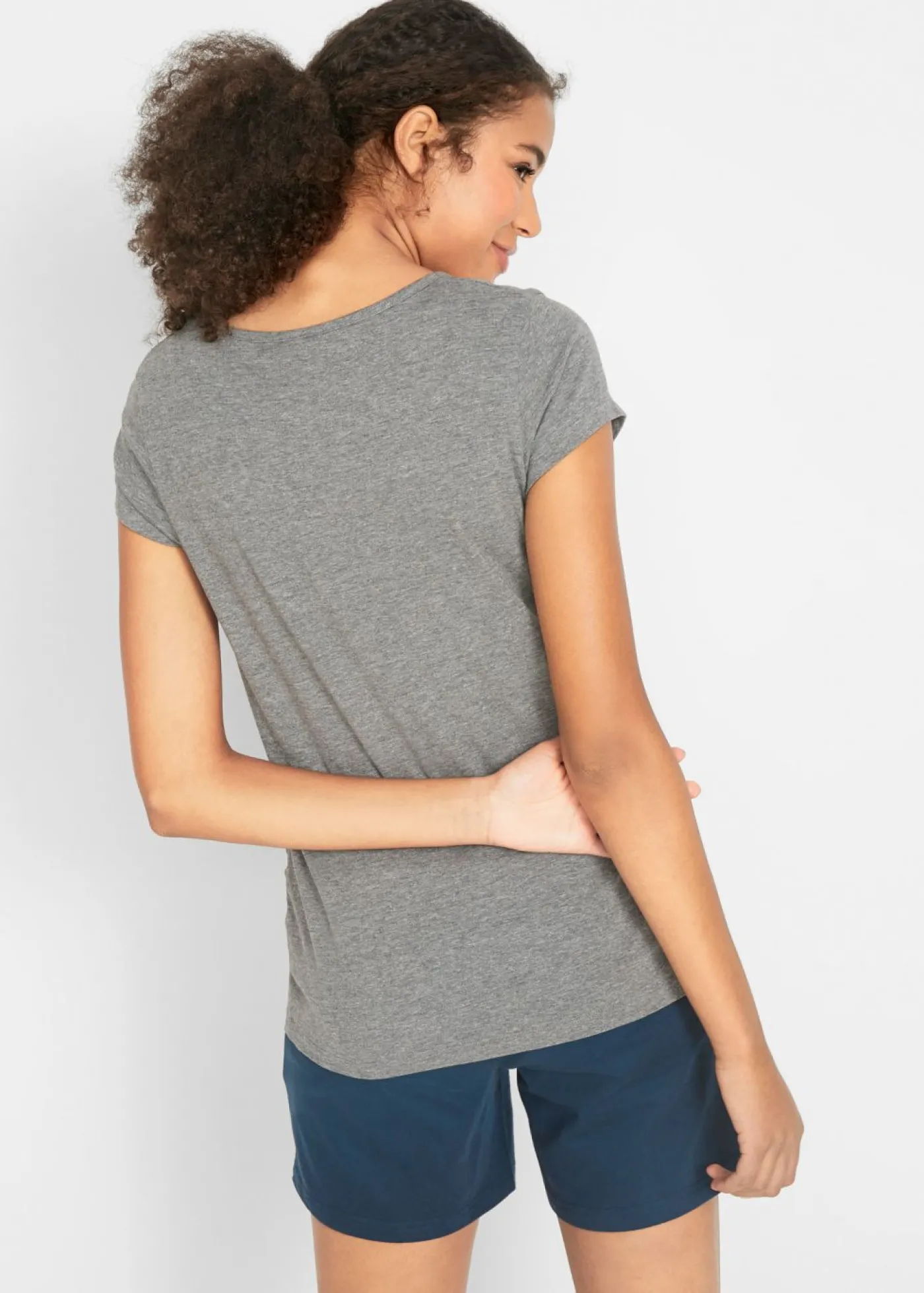 bonprix bonprix Camiseta premamá básica de algodón orgánico (2 unidades) Azul marino + gris jaspeado Discount