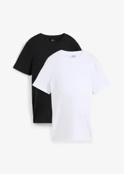 bonprix bonprix Camiseta premamá de algodón orgánico (2 unidades) Negro-blanco Best