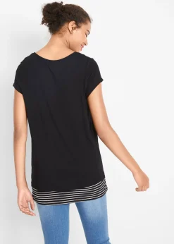bonprix bonprix Camiseta premamá y de lactancia 2 en 1 de viscosa Negro-blanco de rayas Clearance