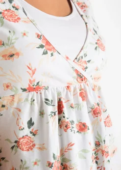 bonprix bonprix Camiseta premamá y de lactancia 2 en 1 de algodón orgánico Blanco de flores Best