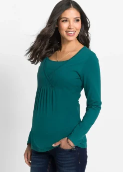 bonprix bonprix Camiseta premamá/de lactancia 2 en 1 Azul petróleo Outlet