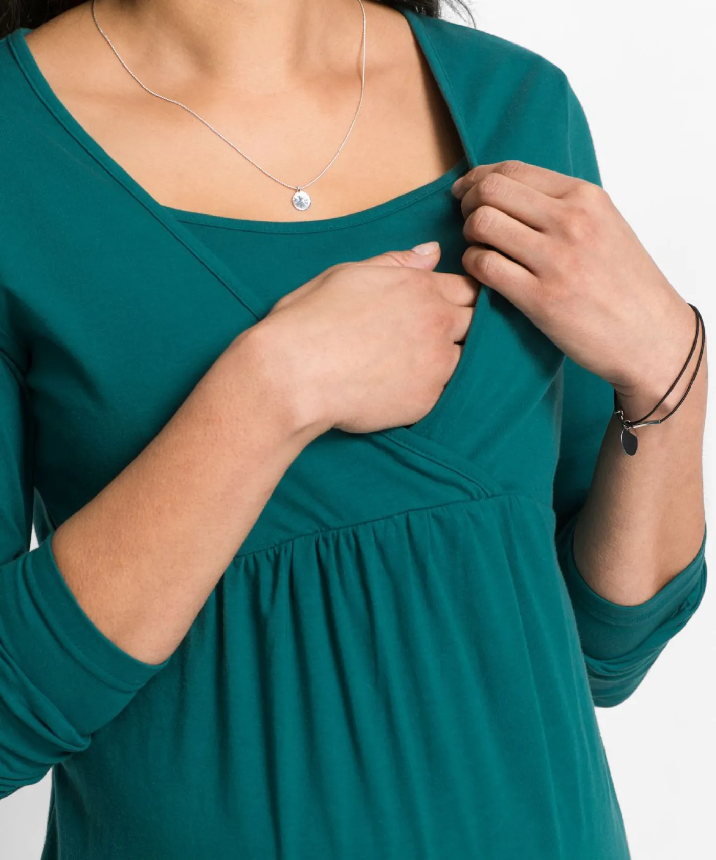 bonprix bonprix Camiseta premamá/de lactancia 2 en 1 Azul petróleo Outlet
